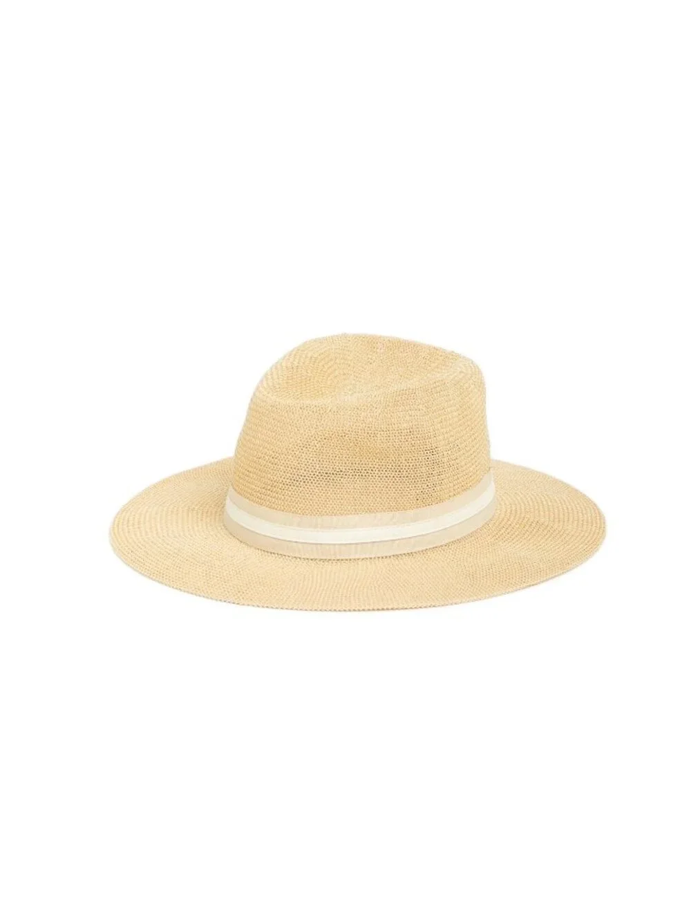 Vince Camuto Grosgrain Faux Leather Band Panama natural Hat size S